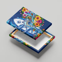 American Samoa Pago Pago Canvas Wall Art Sea Turtle And Fruit Bat - Tropical Hibiscus Flowers Polynesian