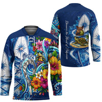 American Samoa Pago Pago Hockey Jersey Sea Turtle And Fruit Bat - Tropical Hibiscus Flowers Polynesian