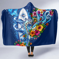 American Samoa Pago Pago Hooded Blanket Sea Turtle And Fruit Bat - Tropical Hibiscus Flowers Polynesian
