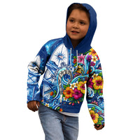 American Samoa Pago Pago Kid Hoodie Sea Turtle And Fruit Bat - Tropical Hibiscus Flowers Polynesian