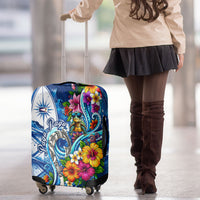 American Samoa Pago Pago Luggage Cover Sea Turtle And Fruit Bat - Tropical Hibiscus Flowers Polynesian