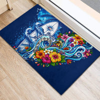 American Samoa Pago Pago Rubber Doormat Sea Turtle And Fruit Bat - Tropical Hibiscus Flowers Polynesian