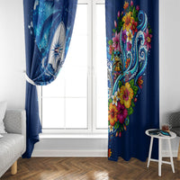American Samoa Pago Pago Window Curtain Sea Turtle And Fruit Bat - Tropical Hibiscus Flowers Polynesian