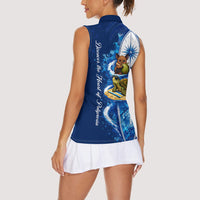 American Samoa Pago Pago Women Sleeveless Polo Shirt Sea Turtle And Fruit Bat - Tropical Hibiscus Flowers Polynesian
