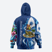 American Samoa Pago Pago Zip Hoodie Sea Turtle And Fruit Bat - Tropical Hibiscus Flowers Polynesian