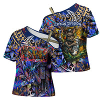 American Samoa Warrior Cross Shoulder Shirt Polynesian Fruit Bat Talofa Urban Graffiti Street Art