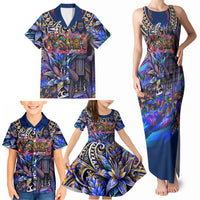 American Samoa Warrior Family Matching Tank Maxi Dress and Hawaiian Shirt Polynesian Fruit Bat Talofa Urban Graffiti Street Art