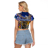 American Samoa Warrior Raglan Cropped T Shirt Polynesian Fruit Bat Talofa Urban Graffiti Street Art
