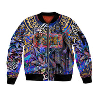 American Samoa Warrior Sleeve Zip Bomber Jacket Polynesian Fruit Bat Talofa Urban Graffiti Street Art