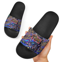 American Samoa Warrior Slide Sandals Polynesian Fruit Bat Talofa Urban Graffiti Street Art