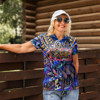 American Samoa Warrior Women Polo Shirt Polynesian Fruit Bat Talofa Urban Graffiti Street Art