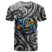 Chur Bro Shaka Sign T Shirt New Zealand Koru Colorful Graffiti Splash