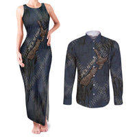 New Zealand She’ll Be Right Couples Matching Tank Maxi Dress and Long Sleeve Button Shirt NZ Slang No. 8 Wire Map Pattern