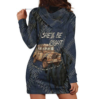 New Zealand She’ll Be Right Hoodie Dress NZ Slang No. 8 Wire Map Pattern TS04 - Polynesian Pride