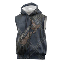 New Zealand She’ll Be Right Sleeveless Zip Hoodie NZ Slang No. 8 Wire Map Pattern TS04 Navy Slate - Polynesian Pride
