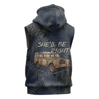 New Zealand She’ll Be Right Sleeveless Zip Hoodie NZ Slang No. 8 Wire Map Pattern TS04 - Polynesian Pride