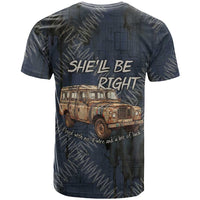 New Zealand She’ll Be Right T Shirt NZ Slang No. 8 Wire Map Pattern