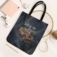 New Zealand She’ll Be Right Tote Bag NZ Slang No. 8 Wire Map Pattern