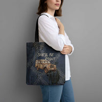 New Zealand She’ll Be Right Tote Bag NZ Slang No. 8 Wire Map Pattern