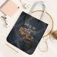 New Zealand She’ll Be Right Tote Bag NZ Slang No. 8 Wire Map Pattern