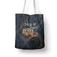 New Zealand She’ll Be Right Tote Bag NZ Slang No. 8 Wire Map Pattern