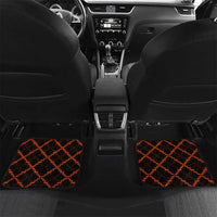 Tu Meke Maori New Zealand Slang Car Mats with Glow Neon Step Style TS04 Set 2pcs - Back Black Orange - Polynesian Pride