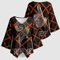 Tu Meke Maori New Zealand Slang Kimono Sleeve Blouse with Glow Neon Step Style TS04 - Polynesian Pride