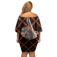 Tu Meke Maori New Zealand Slang Off Shoulder Short Dress with Glow Neon Step Style