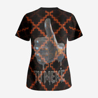 Tu Meke Maori New Zealand Slang Scrub Top with Glow Neon Step Style
