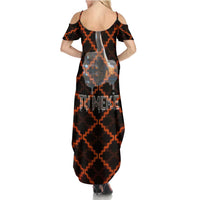 Tu Meke Maori New Zealand Slang Summer Maxi Dress with Glow Neon Step Style TS04 - Polynesian Pride
