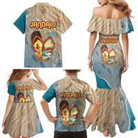 Kiwi Jandal Beach Life Family Matching Mermaid Dress and Hawaiian Shirt New Zealand Flip Flops Ocean Wave Surf Style
