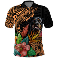 Polynesian Rottweiler Polo Shirt Polynesian Pattern And Rottweiler Dog TS04 Black - Polynesian Pride