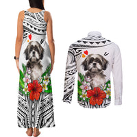 Polynesian Shih Tzu Couples Matching Tank Maxi Dress and Long Sleeve Button Shirts Polynesian Pattern And Shih Tzu TS04 - Polynesian Pride