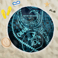 Chuuk Deep Into Truk Lagoon Beach Blanket Polynesian Tribal Pattern Wreck Diving Teal Ship Art