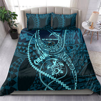 Chuuk Deep Into Truk Lagoon Bedding Set Polynesian Tribal Pattern Wreck Diving Teal Ship Art