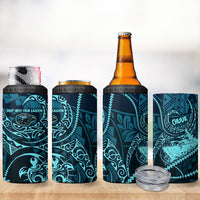 Chuuk Deep Into Truk Lagoon 4 in 1 Can Cooler Tumbler Polynesian Tribal Pattern Wreck Diving Teal Ship Art