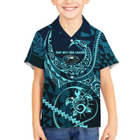 Chuuk Deep Into Truk Lagoon Hawaiian Shirt Polynesian Tribal Pattern Wreck Diving Teal Ship Art