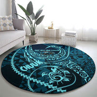 Chuuk Deep Into Truk Lagoon Round Carpet Polynesian Tribal Pattern Wreck Diving Teal Ship Art