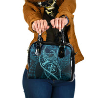 Chuuk Deep Into Truk Lagoon Shoulder Handbag Polynesian Tribal Pattern Wreck Diving Teal Ship Art