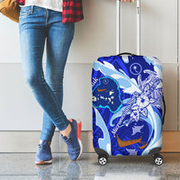 Chuuk Micronesian Roots Luggage Cover Polynesian Tribal Pattern Hibiscus Flower And Stingray Art