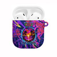 Chuuk Tropical Sunset Coordinates AirPods Case Neon Graffiti Polynesian Tribal