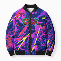Chuuk Tropical Sunset Coordinates Bomber Puffer Jacket Neon Graffiti Polynesian Tribal