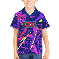 Chuuk Tropical Sunset Coordinates Kid Hawaiian Shirt Neon Graffiti Polynesian Tribal