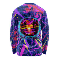 Chuuk Tropical Sunset Coordinates Long Sleeve Shirt Neon Graffiti Polynesian Tribal