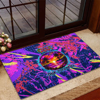 Chuuk Tropical Sunset Coordinates Rubber Doormat Neon Graffiti Polynesian Tribal