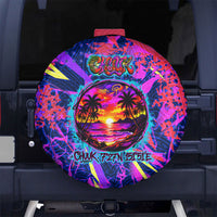Chuuk Tropical Sunset Coordinates Spare Tire Cover Neon Graffiti Polynesian Tribal