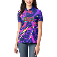 Chuuk Tropical Sunset Coordinates Women Polo Shirt Neon Graffiti Polynesian Tribal