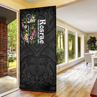 Kosrae Nautical Heritage Door Cover Polynesian Tribal Anchor With Plumeria Tropical Art