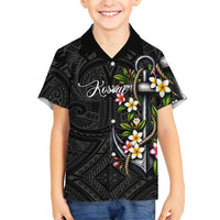 Kosrae Nautical Heritage Family Matching Mermaid Dress and Hawaiian Shirt Polynesian Tribal Anchor With Plumeria Tropical Art