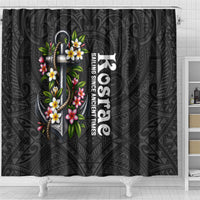 Kosrae Nautical Heritage Shower Curtain Polynesian Tribal Anchor With Plumeria Tropical Art